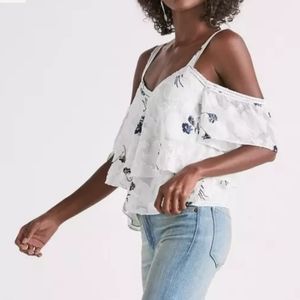 Floral Cold Shoulder Lace Mint Blouse